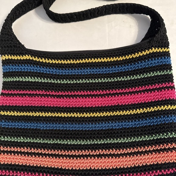 Black Rainbow Pride Crochet Multi Color Crossbody Bag Zip Closure Target Boho - Picture 2 of 10